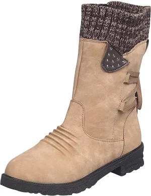 JEGULV Chunky Platform Boots for Women, Square Toe Shoes Lace up Zip High Heel Booties Combat Wedge Ankle Boots