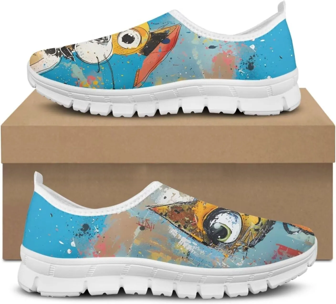 Jeiento Cute Dog Women's Casual Slip On Shoes Loafers Sneakers for Women