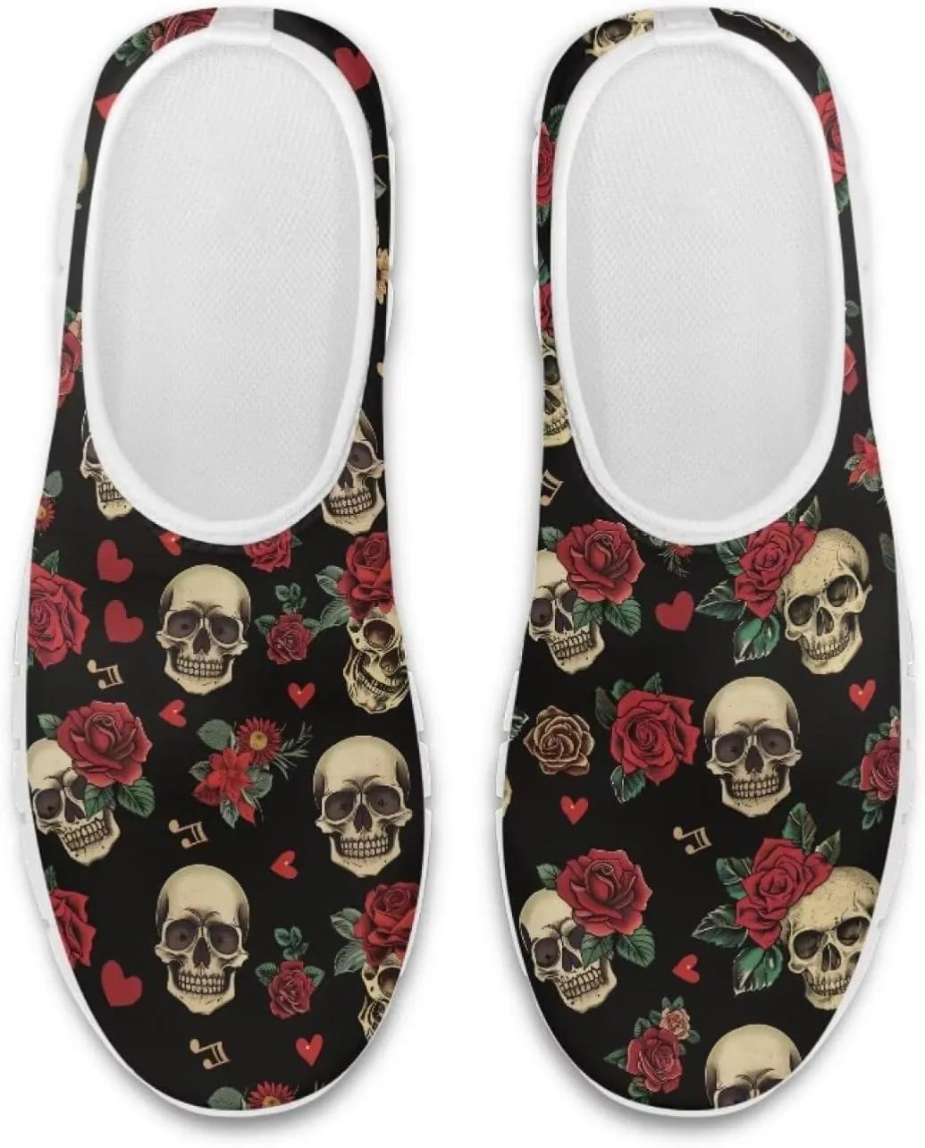 Jeiento Gothic Skull Slip On Shoes for Women Cozy Walking Shoes Fashion Travel Shoes