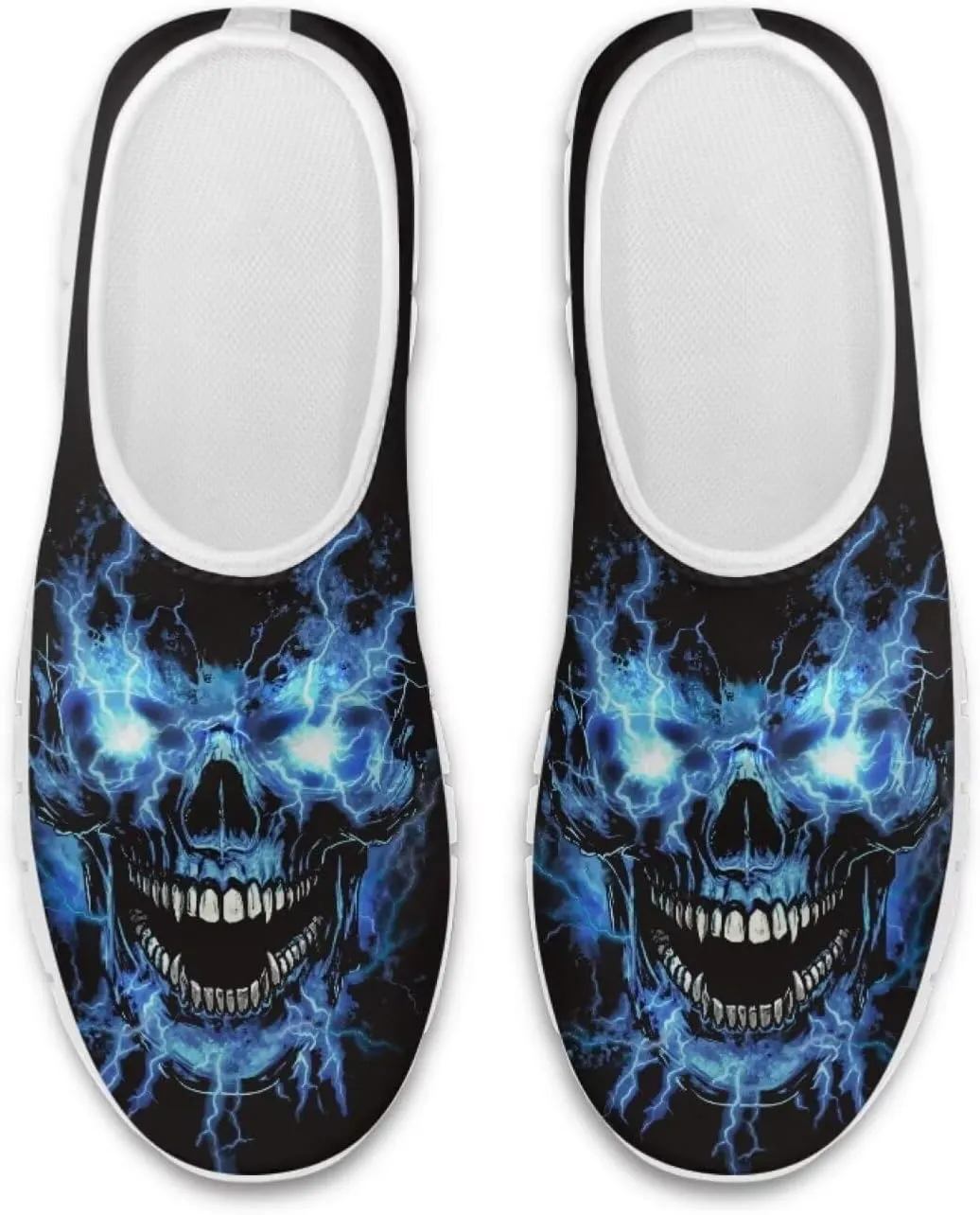 Jeiento Gothic Skull Slip On Shoes for Women Cozy Walking Shoes Fashion Travel Shoes