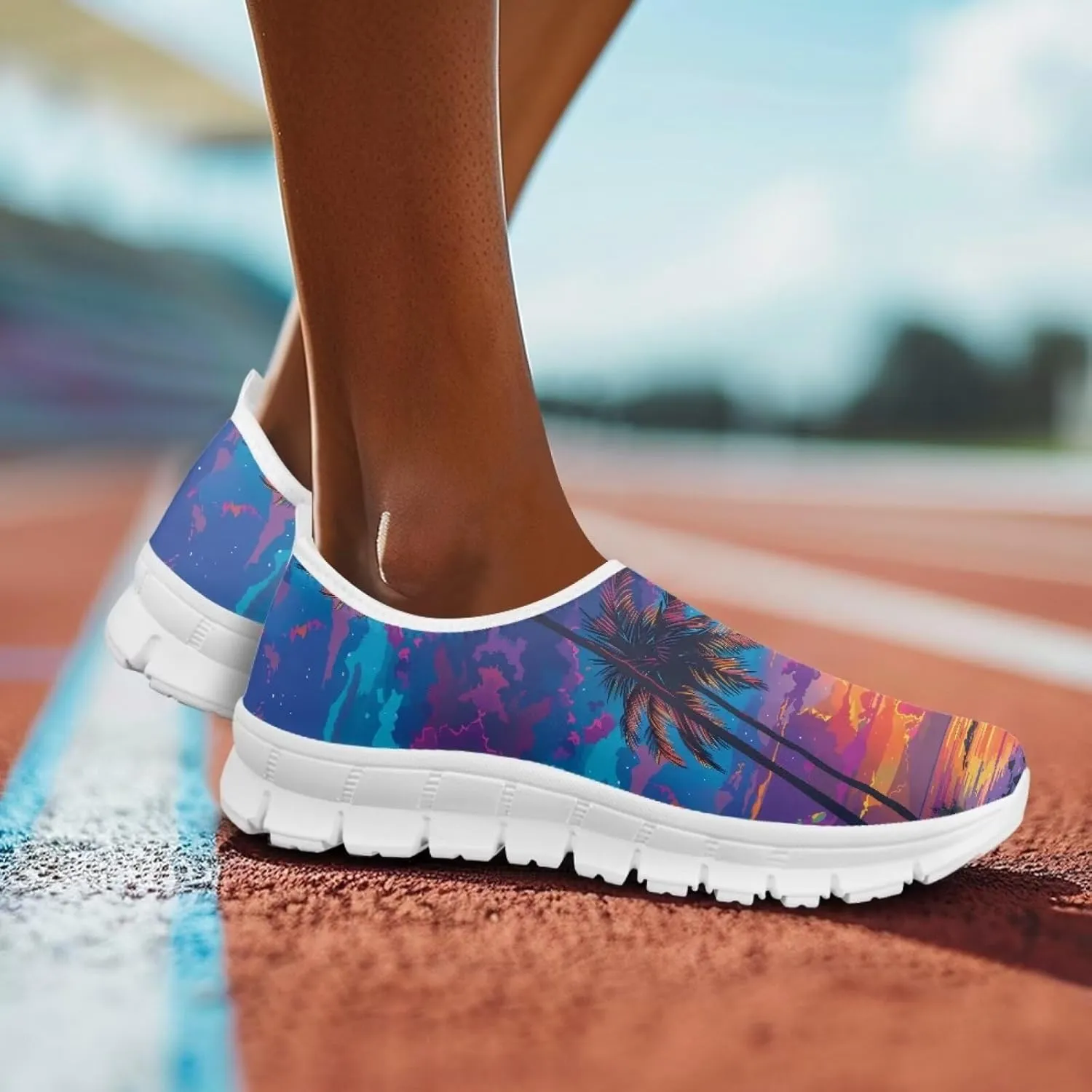 Jeiento Tropical Style Slip-On Loafers for Women Casual Shoes Outdoor Mesh Workout Sneakers
