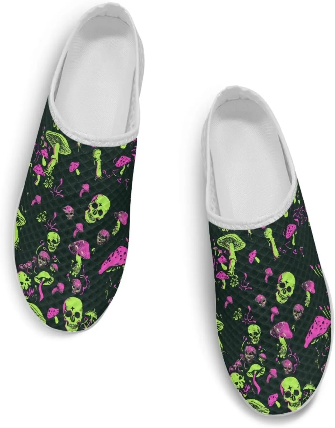 Jeiento Womens Slip On Mules Shoes Backless Walking Sneakers Skull Shoes Casual Slippers
