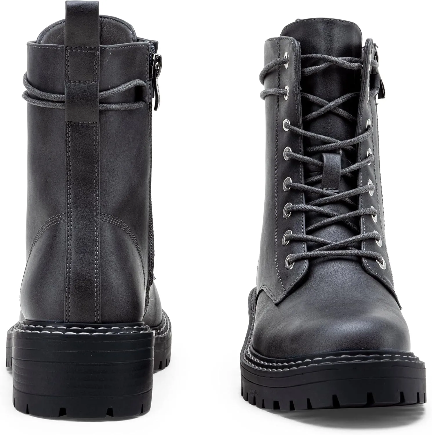 Jeossy Women's Combat Ankle Boots 9627 Low Heel Ankle-Booties with Side Zipper