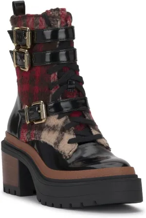 Jessica Simpson Womens Juelna Patent Combat & Lace-Up Boots
