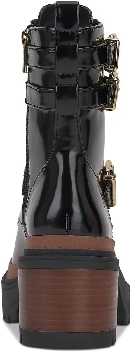 Jessica Simpson Womens Juelna Patent Combat & Lace-Up Boots