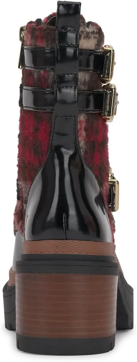 Jessica Simpson Womens Juelna Patent Combat & Lace-Up Boots
