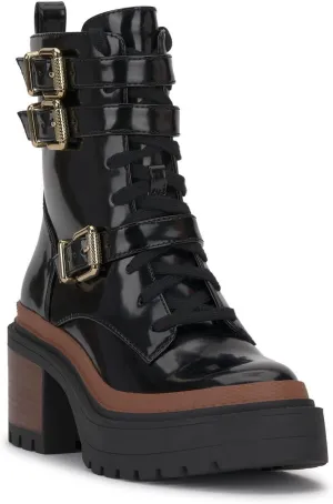 Jessica Simpson Womens Juelna Patent Combat & Lace-Up Boots