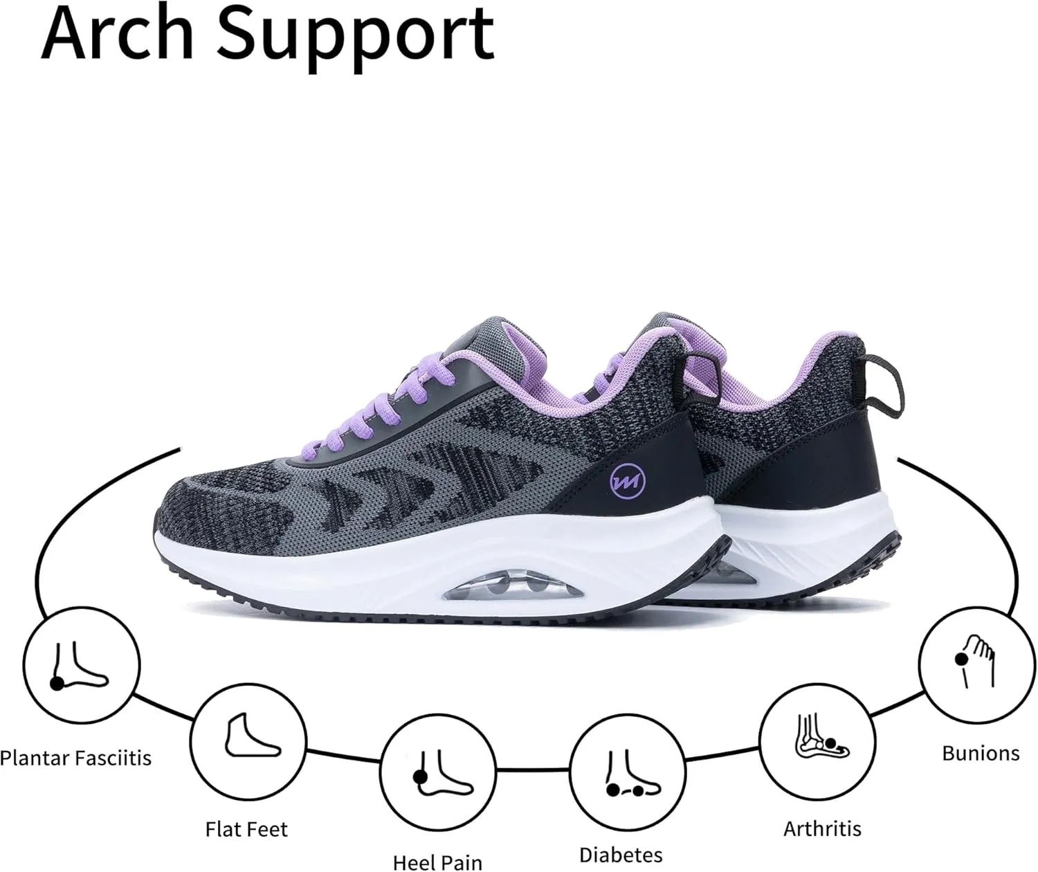 Jinta Womens Walking Shoes with Arch Support, Ladies Plantar Fasciitis Orthotic Shoe for Foot Pain Relief Air Tennis Sneakers Size 5.5-11