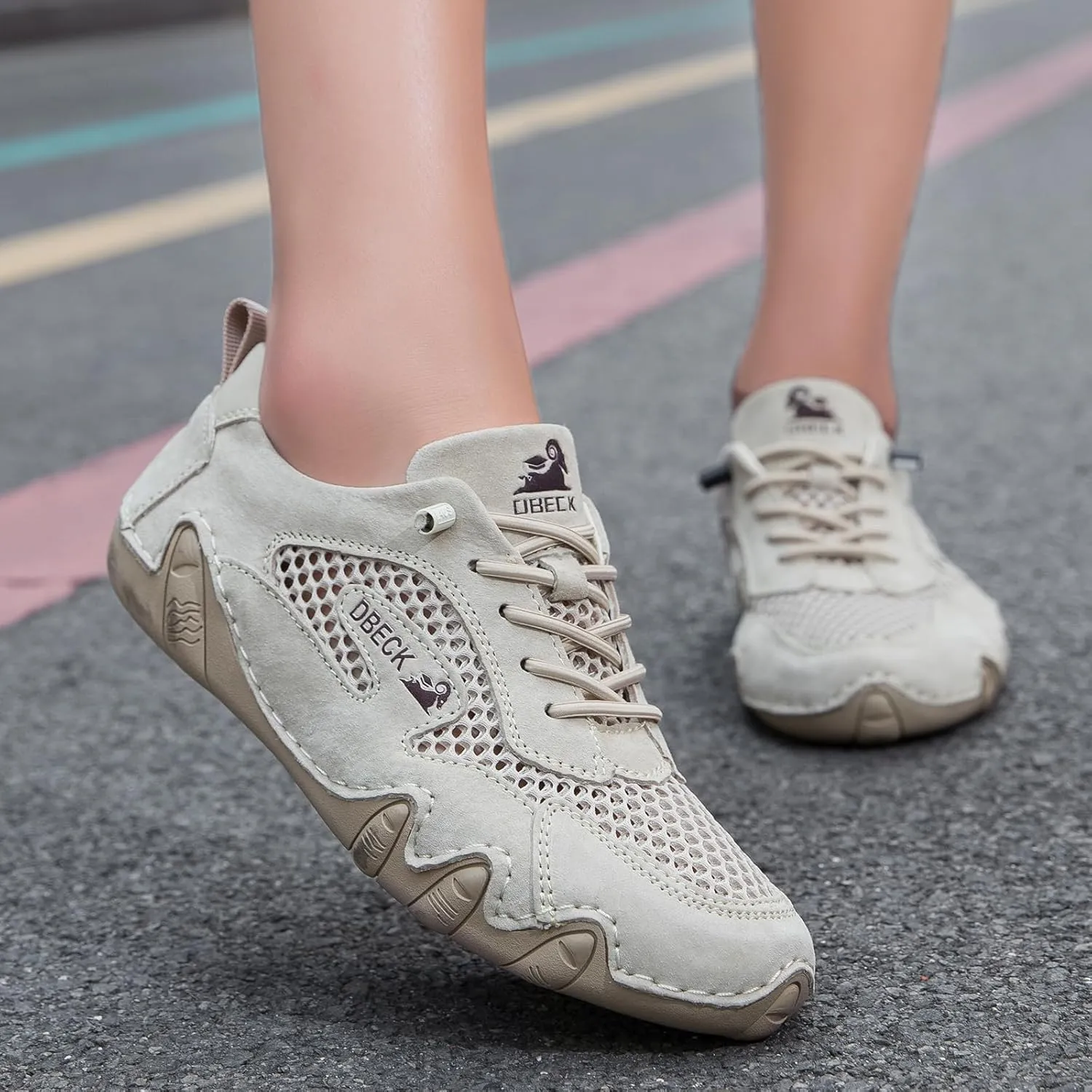 JishinGal Women Outdoor Mesh Trail Shoes for Hiking & Walking Women's Summer Sports Shoes Breathable Mesh Non-Slip Lightweight Casual Sneakers