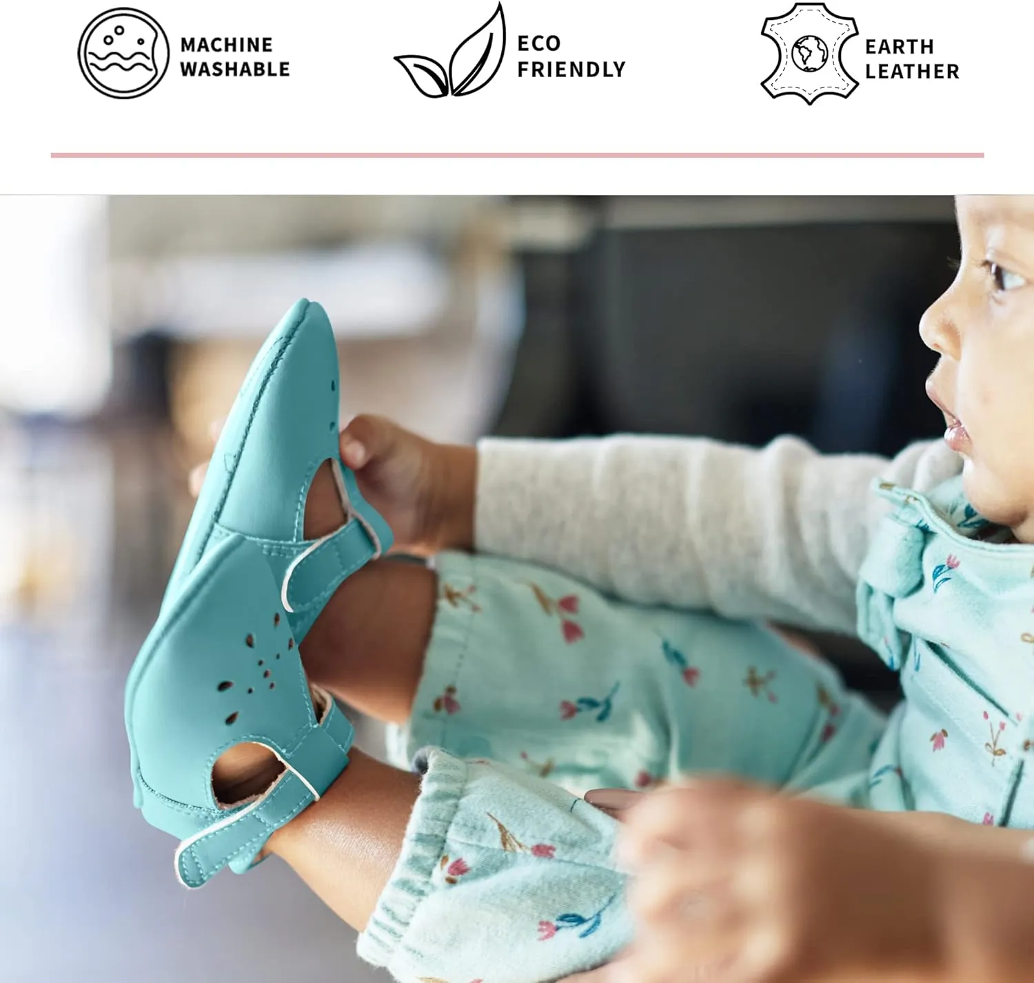 JuJuBe Mary Jane Baby Girl Shoes, Machine Washable Vegan Leather Baby Shoes, Dress Girls Shoe with Soft Soles, Hook and Loop Strap, Non Slip Toddler Flats for Walking