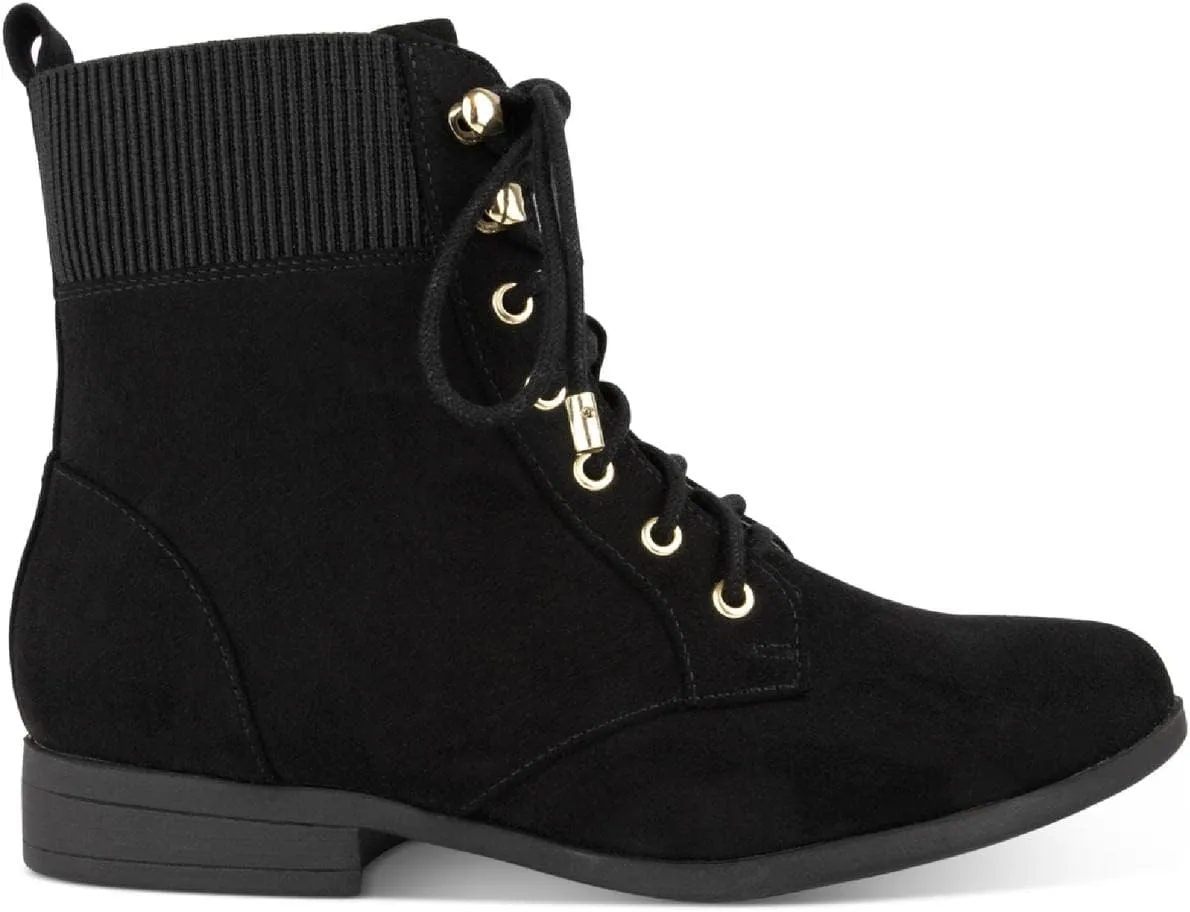 Karen Scott Womens Clarissae Faux Suede Almond Toe Combat & Lace-up Boots