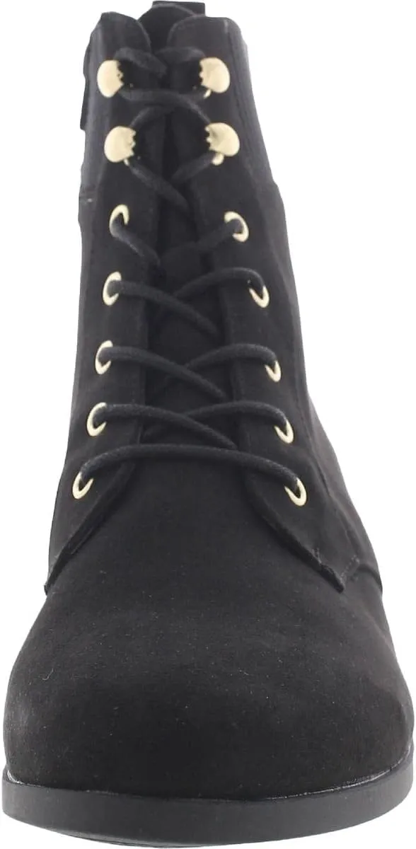 Karen Scott Womens Clarissae Faux Suede Almond Toe Combat & Lace-up Boots