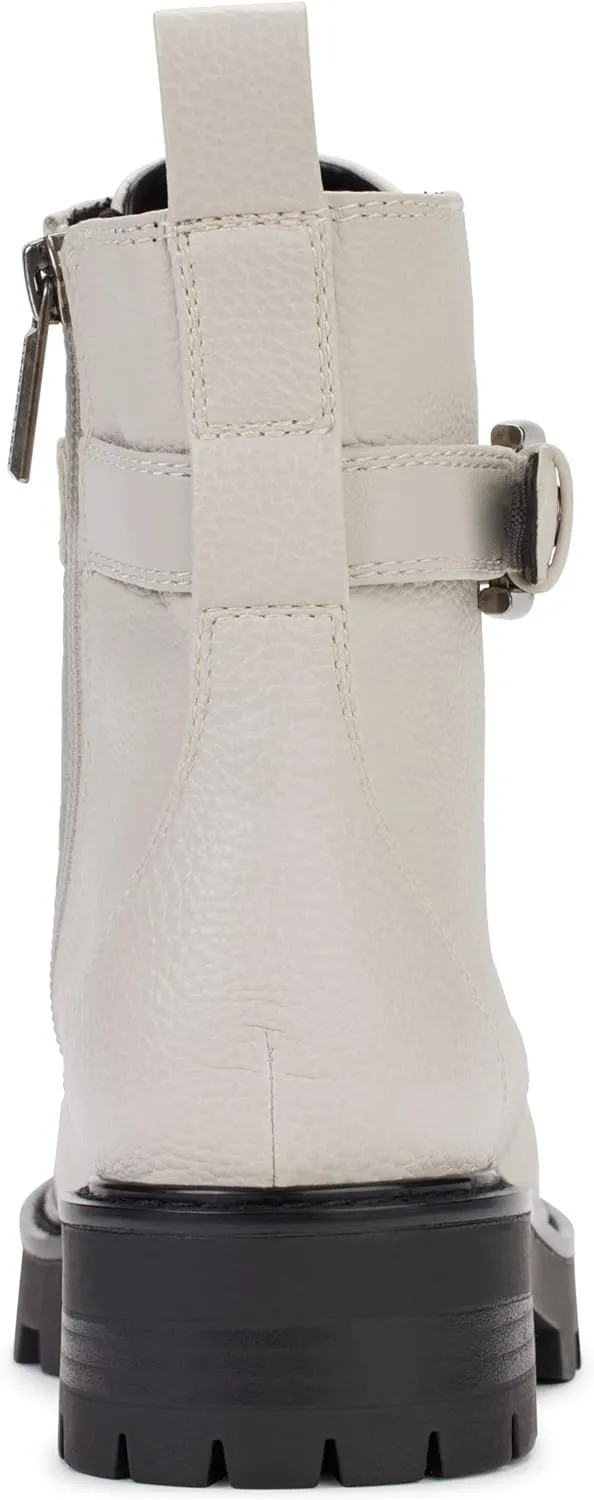 KARL LAGERFELD Women's Lug-Sole Maeva Combat Boot with Crystal Detail