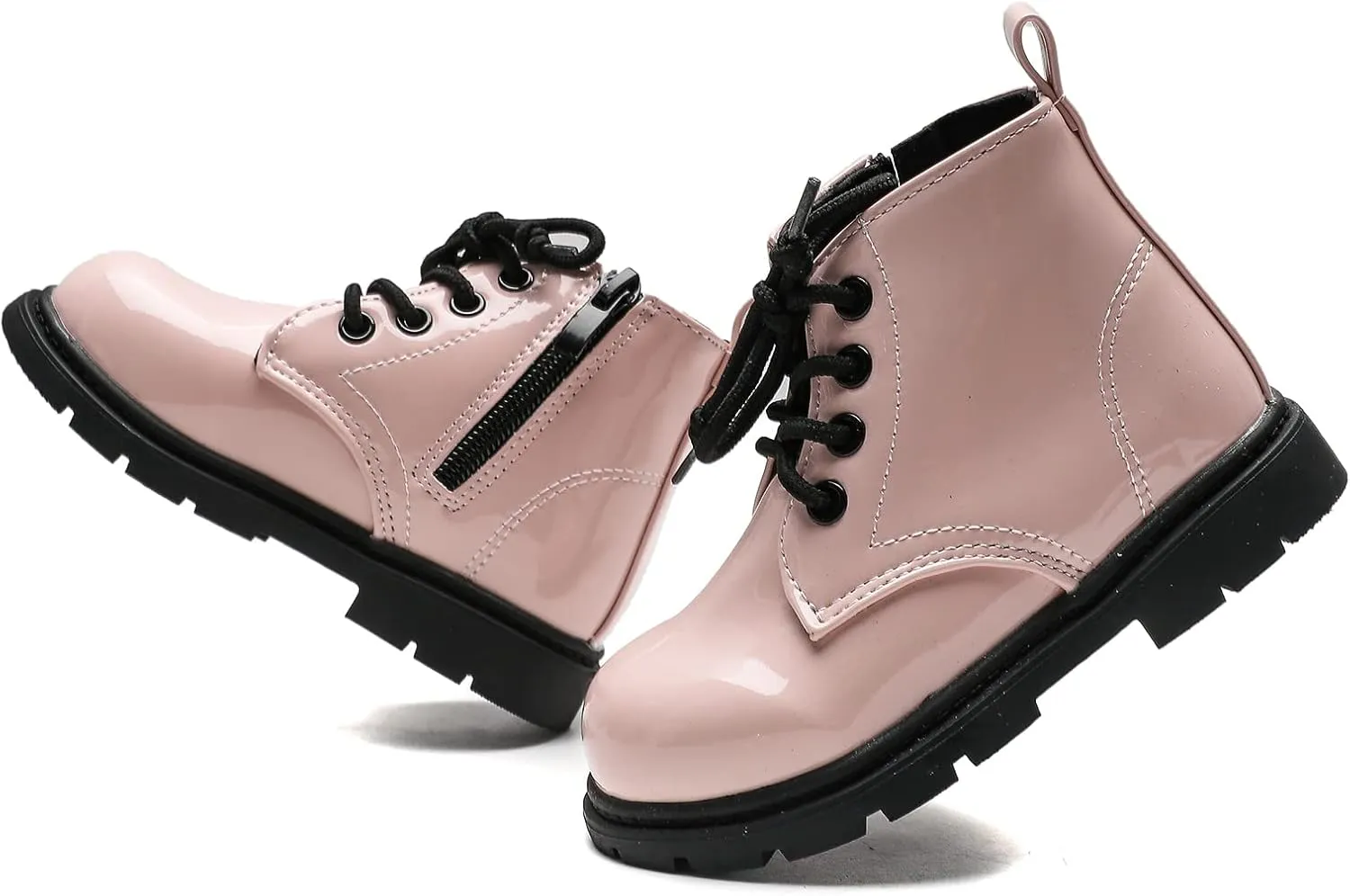 Kids Boots Boys Girls Bright Color Lace up Ankle Boots Side Zipper Boots