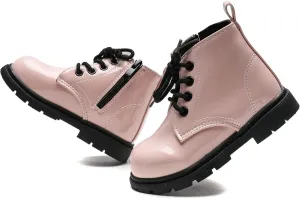 Kids Boots Boys Girls Bright Color Lace up Ankle Boots Side Zipper Boots