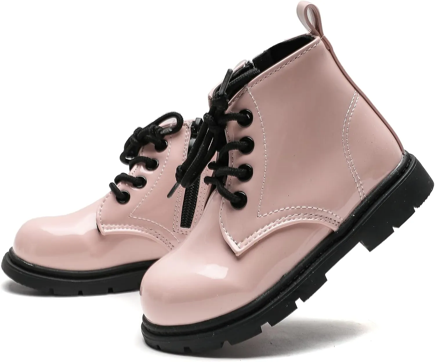 Kids Boots Boys Girls Bright Color Lace up Ankle Boots Side Zipper Boots