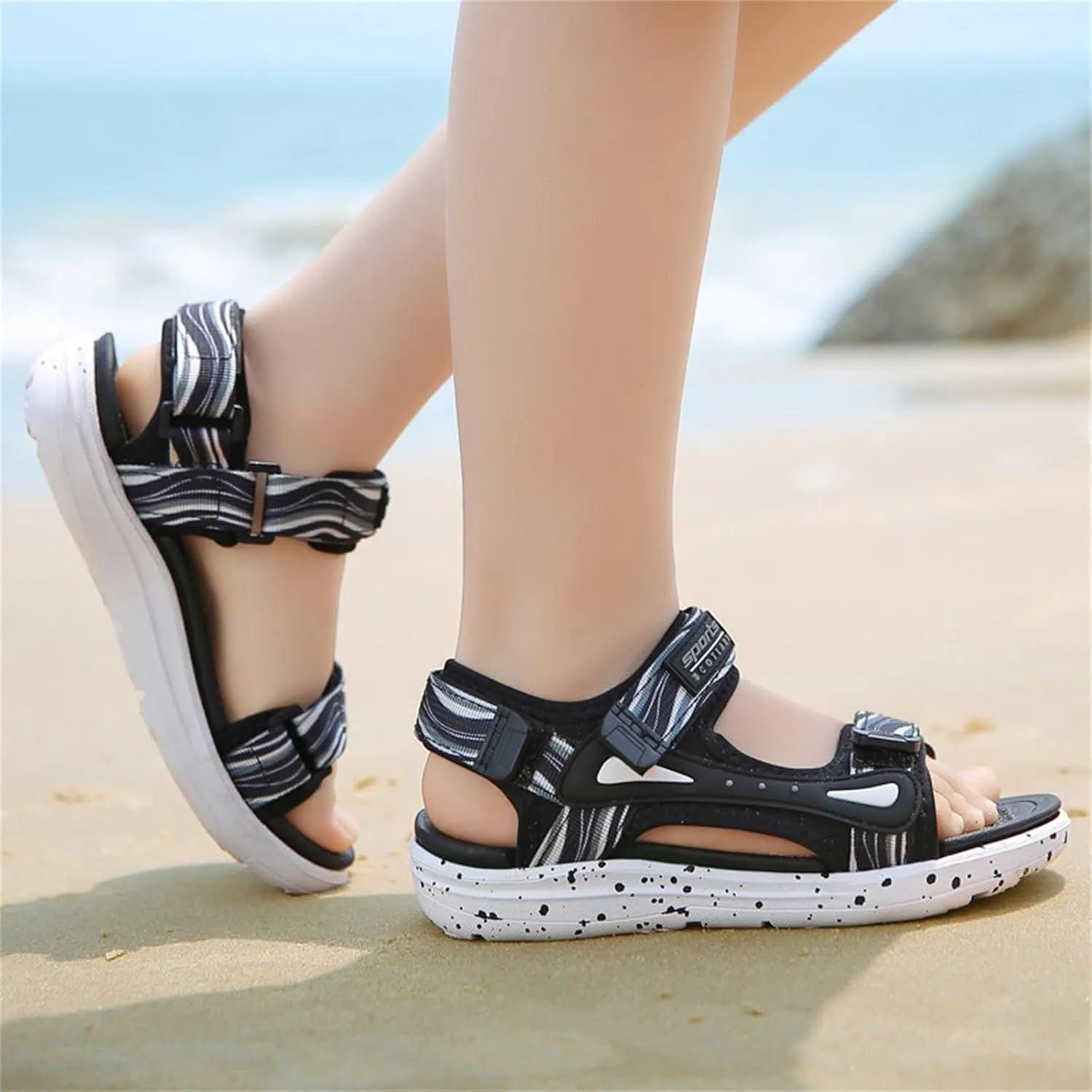 Kids Boys Summer Sports Sandals Outdoor Hiking Beach Open Toe Lightweight Breathable Non Slip Casual Walking Shoes