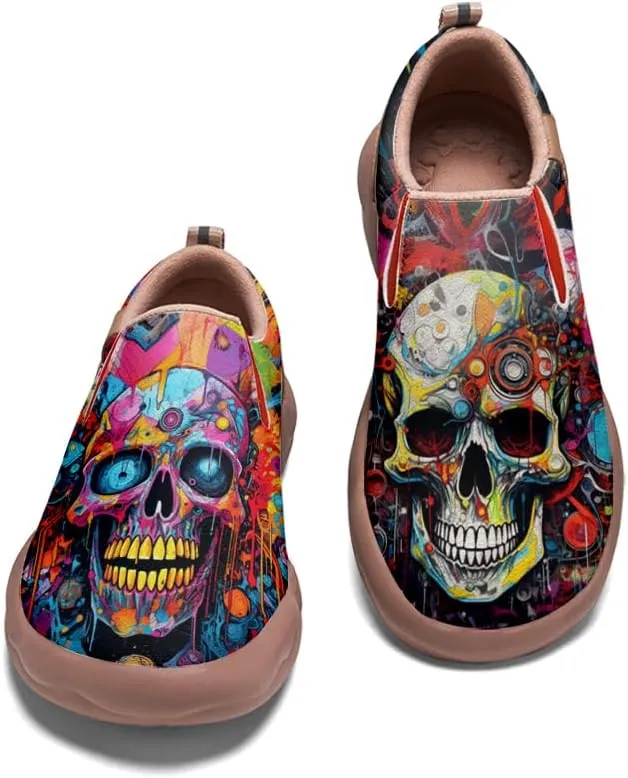 Kid's Slip-on Loafers Boys Girls Casual Shoes Lightweight Comfort Fashion Leather Sneakers Charm of Skulls