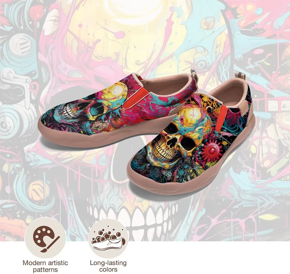 Kid's Slip-on Loafers Boys Girls Casual Shoes Lightweight Comfort Fashion Leather Sneakers Charm of Skulls