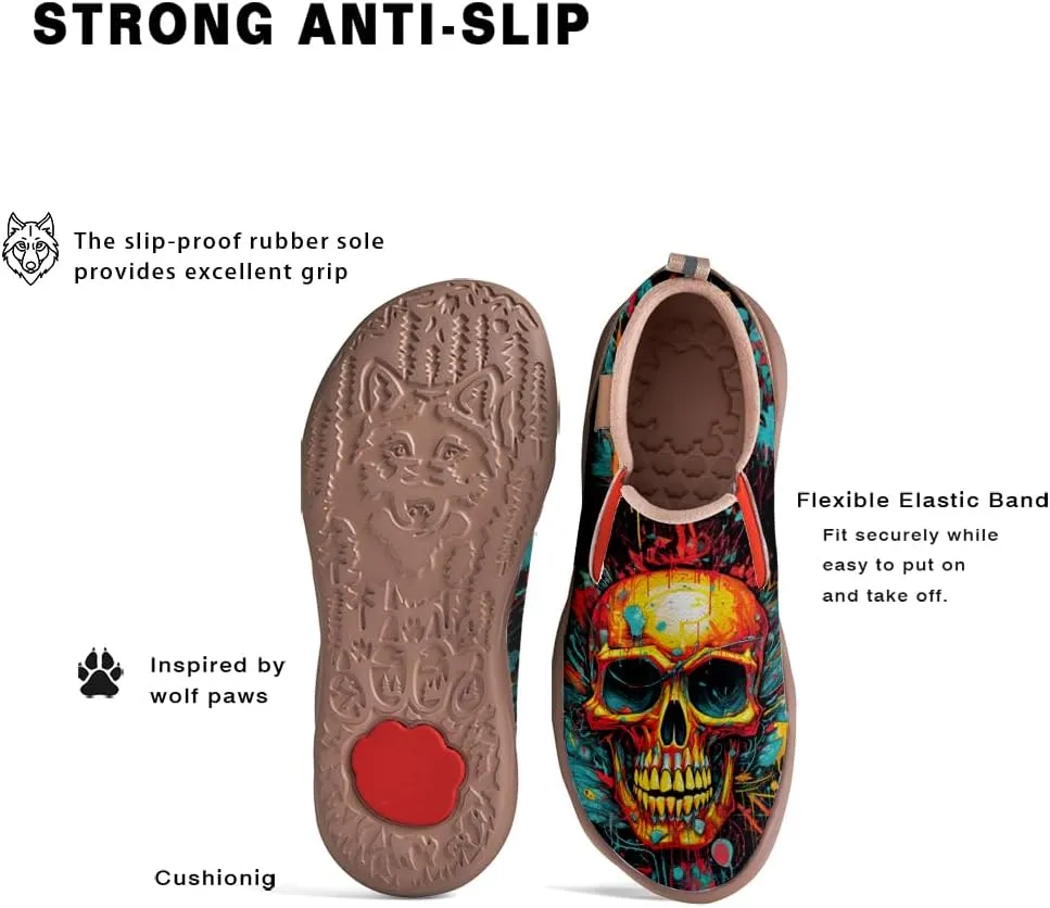 Kid's Slip-on Loafers Boys Girls Casual Shoes Lightweight Comfort Fashion Leather Sneakers Charm of Skulls