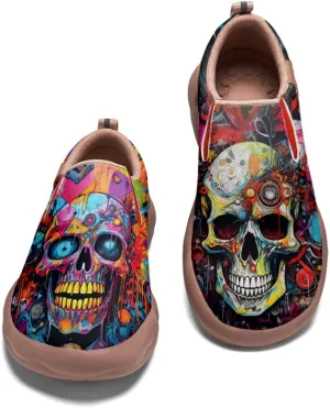 Kid's Slip-on Loafers Boys Girls Casual Shoes Lightweight Comfort Fashion Leather Sneakers Charm of Skulls