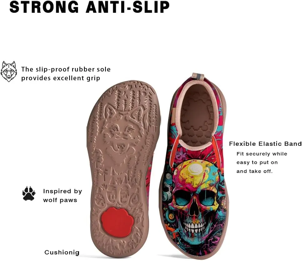 Kid's Slip-on Loafers Boys Girls Casual Shoes Lightweight Comfort Fashion Leather Sneakers Charm of Skulls