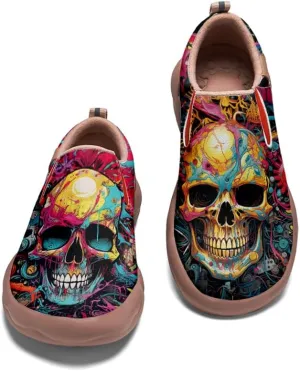 Kid's Slip-on Loafers Boys Girls Casual Shoes Lightweight Comfort Fashion Leather Sneakers Charm of Skulls