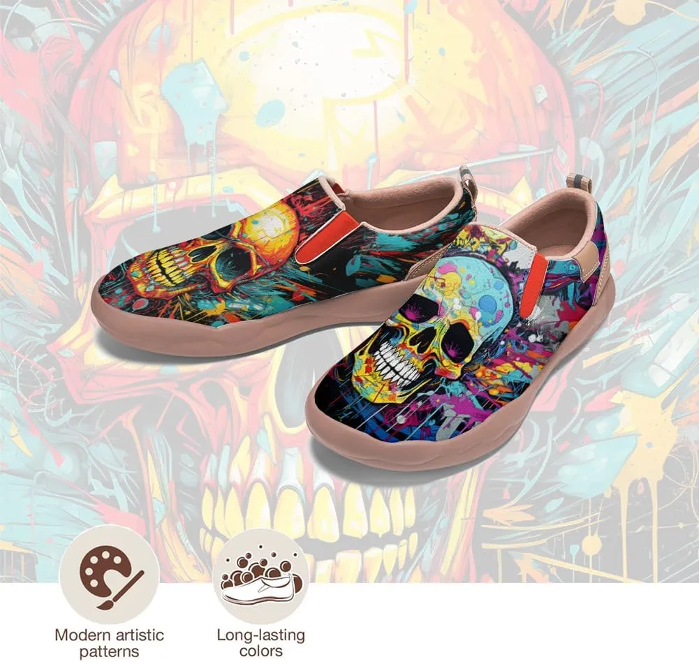 Kid's Slip-on Loafers Boys Girls Casual Shoes Lightweight Comfort Fashion Leather Sneakers Charm of Skulls