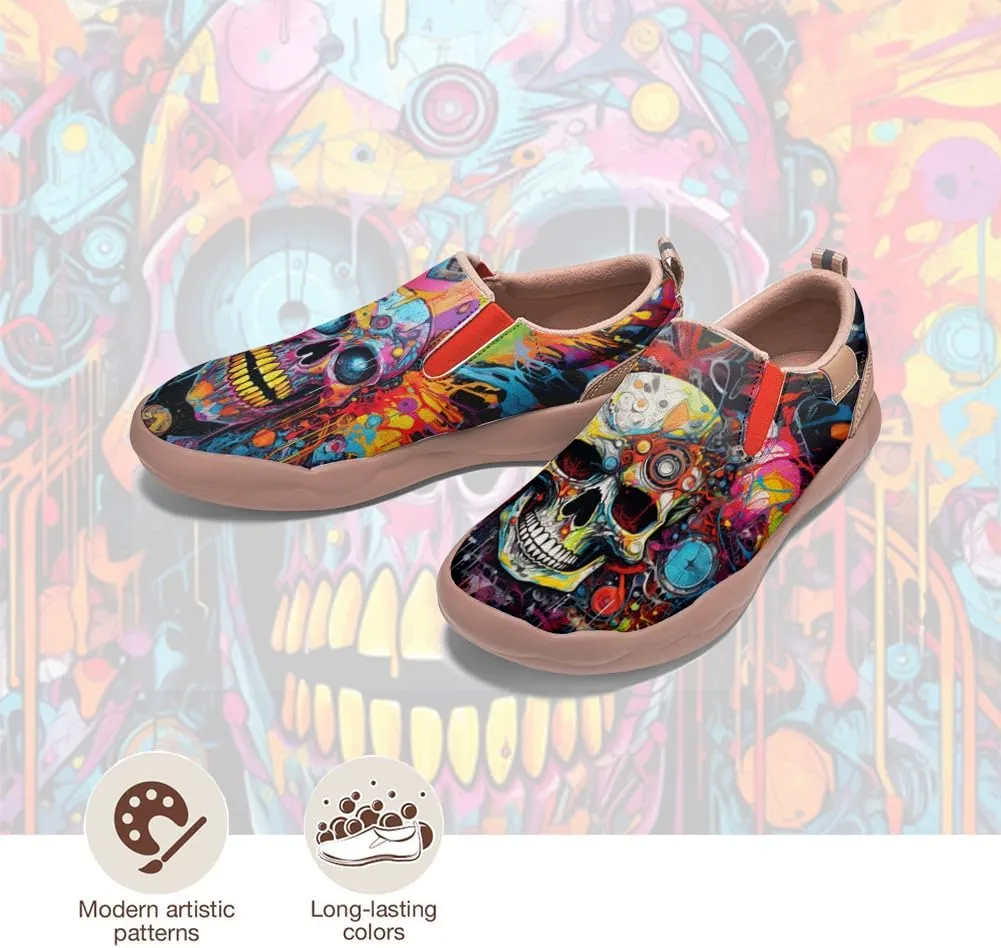 Kid's Slip-on Loafers Boys Girls Casual Shoes Lightweight Comfort Fashion Leather Sneakers Charm of Skulls