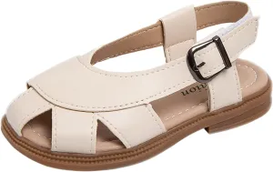 Kids Soft Closed Toe Leather Sandals Girls Boys Lightweight Hollow Holiday Beach Outdoor Beach Sport Water Shoes