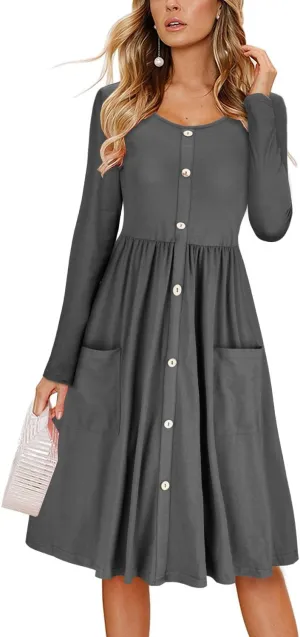 KILIG Women's Summer Casual Sundress Button Sleeveless Spaghetti Strap Dress