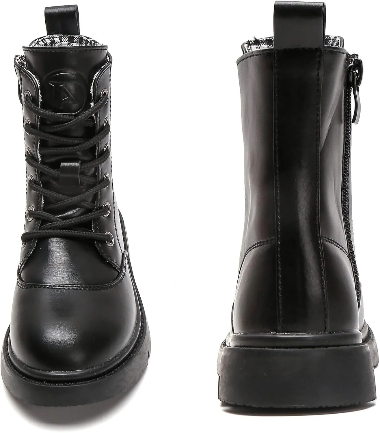 kkdom Boys Girls Waterproof Lace Up Side Zipper Mid Calf Combat Boots(Toddler/Little Kid/Big Kid)