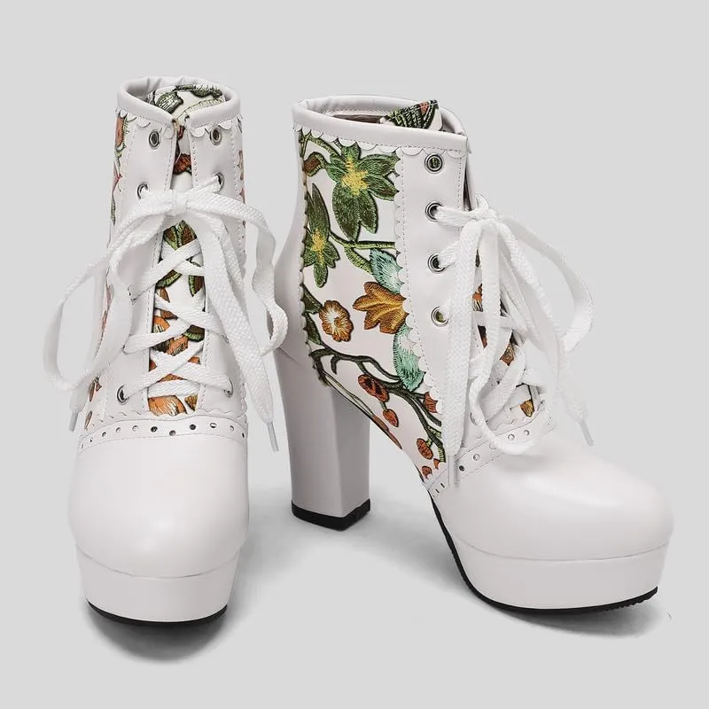 KOKOMOMO Sparkly Platform Ankle Boots Short Sequin Glitter Combat Boots Chunky Heeled Lace Up Booties