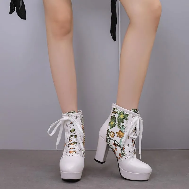 KOKOMOMO Sparkly Platform Ankle Boots Short Sequin Glitter Combat Boots Chunky Heeled Lace Up Booties