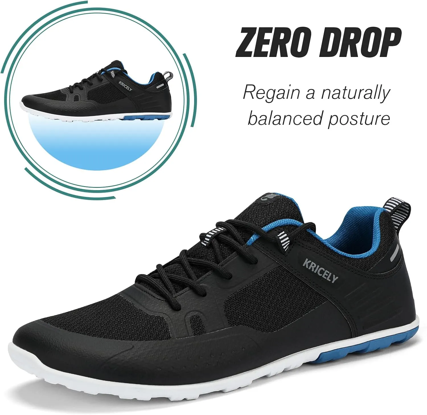 Kricely Water Shoes Men Quick Drying Outdoor Barefoot Minimalist Wide Toe Box Shoes Grounded Footwear for Beach Fishing Fitness Workout Athletic Sneakers