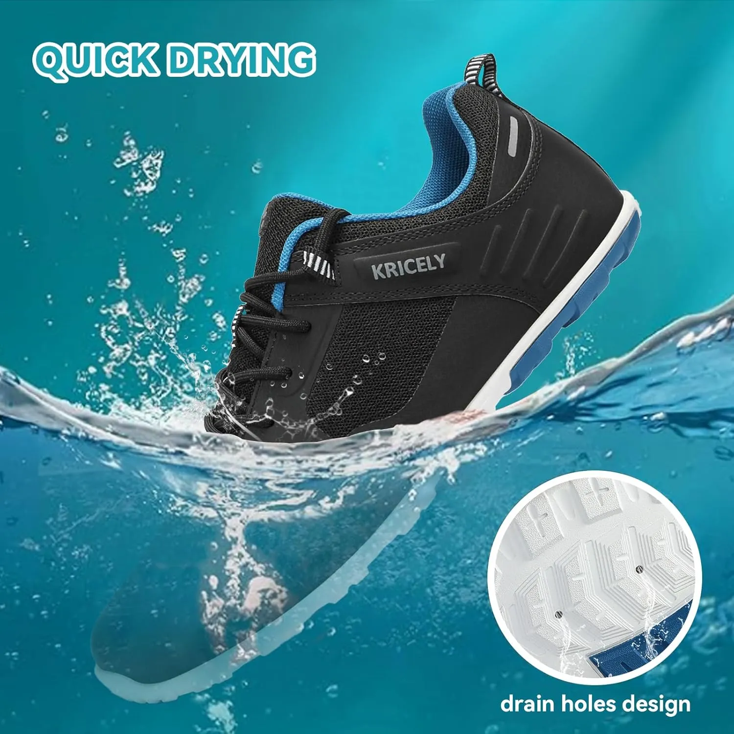 Kricely Water Shoes Men Quick Drying Outdoor Barefoot Minimalist Wide Toe Box Shoes Grounded Footwear for Beach Fishing Fitness Workout Athletic Sneakers