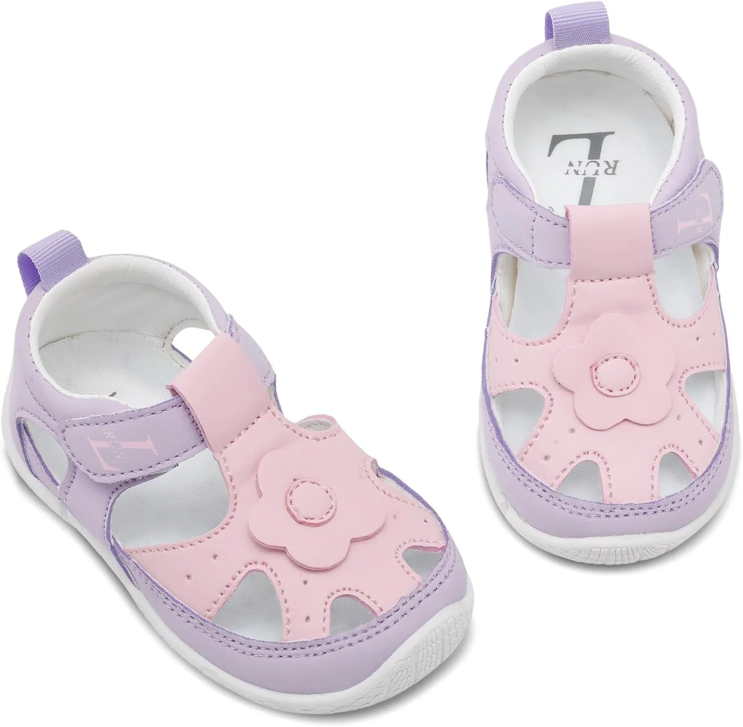L-RUN Toddler Mary Jane Shoes Girls Casual Barefoot Sandals Breathable Princess Dress Flats Anti Slip Rubber Sole Infant First Walker Shoes for Outdoor Indoor