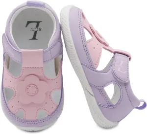 L-RUN Toddler Mary Jane Shoes Girls Casual Barefoot Sandals Breathable Princess Dress Flats Anti Slip Rubber Sole Infant First Walker Shoes for Outdoor Indoor