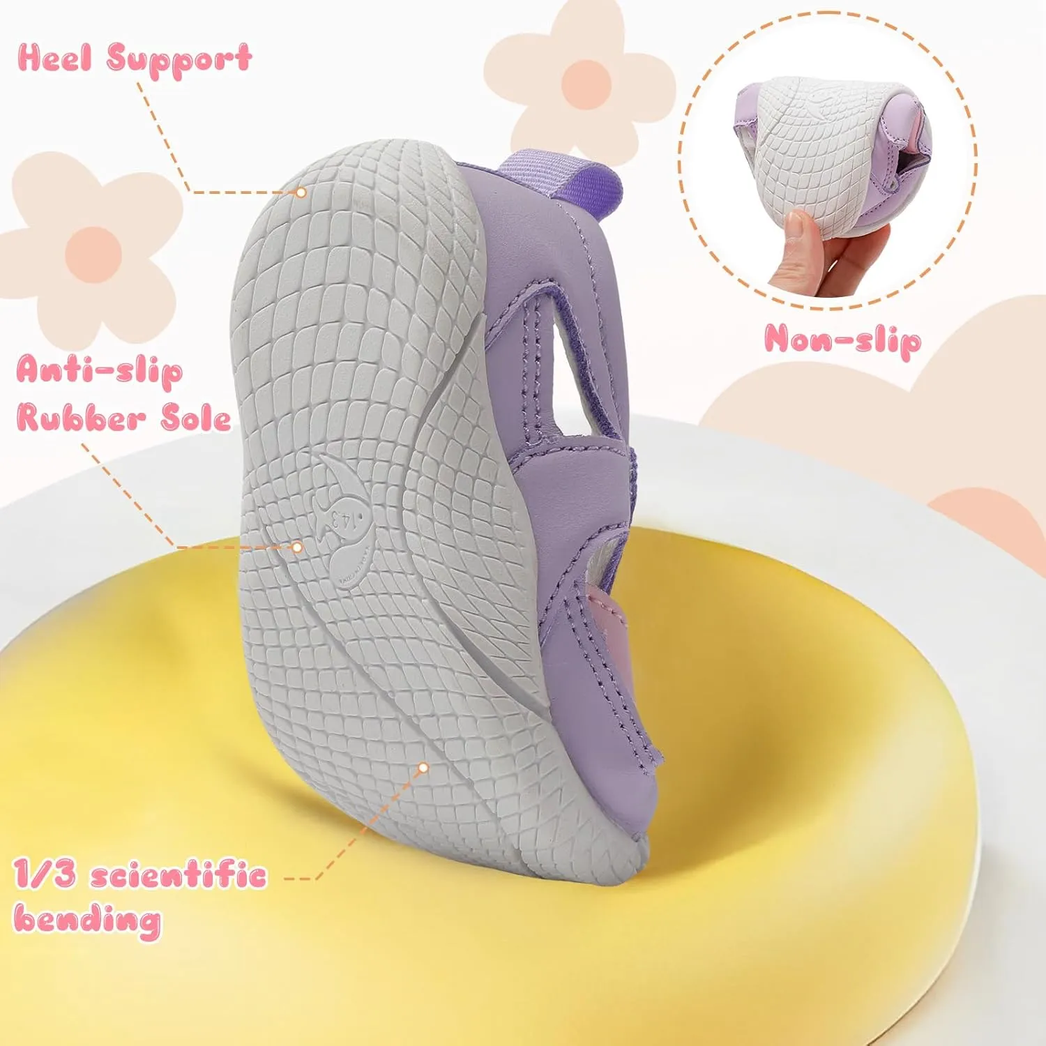 L-RUN Toddler Mary Jane Shoes Girls Casual Barefoot Sandals Breathable Princess Dress Flats Anti Slip Rubber Sole Infant First Walker Shoes for Outdoor Indoor