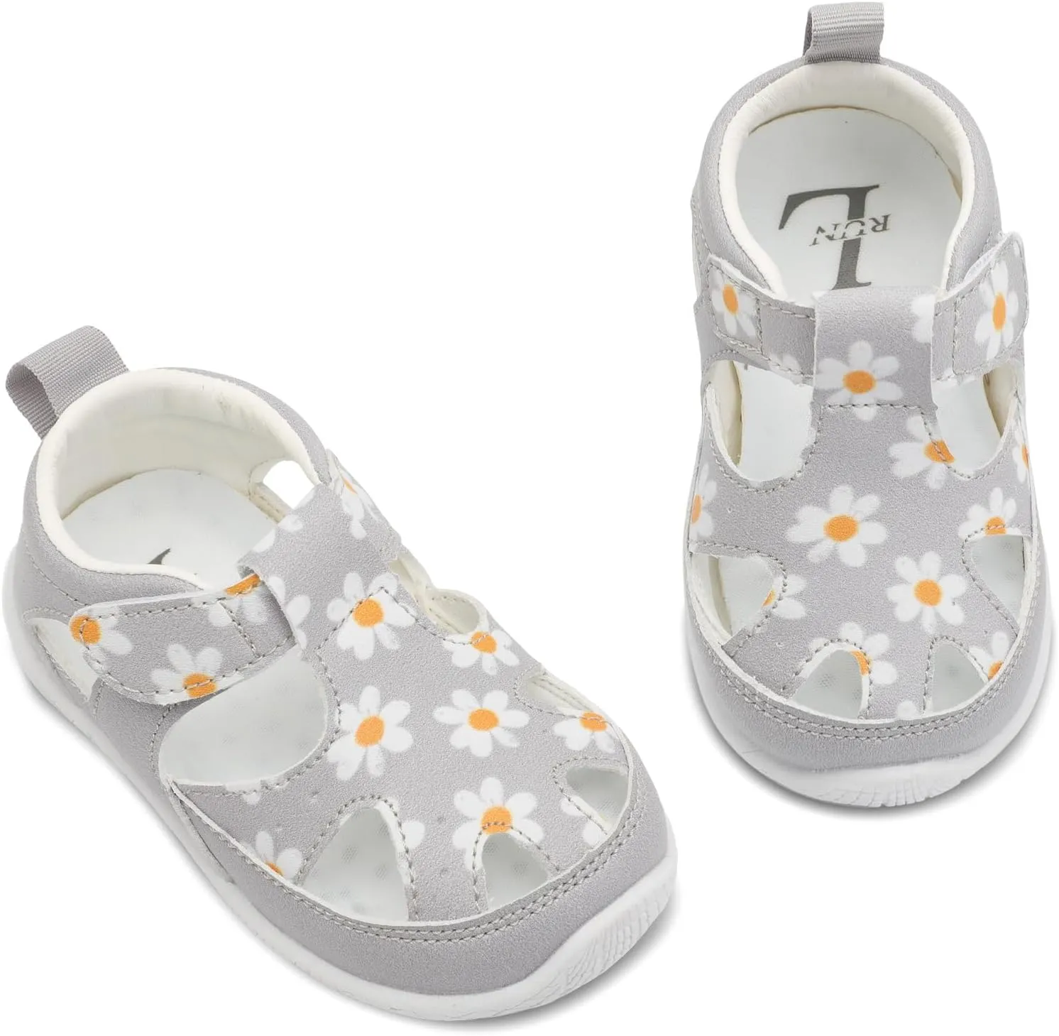 L-RUN Toddler Mary Jane Shoes Girls Casual Barefoot Sandals Breathable Princess Dress Flats Non-Slip Rubber Sole Infant First Walker Shoes for Outdoor Indoor