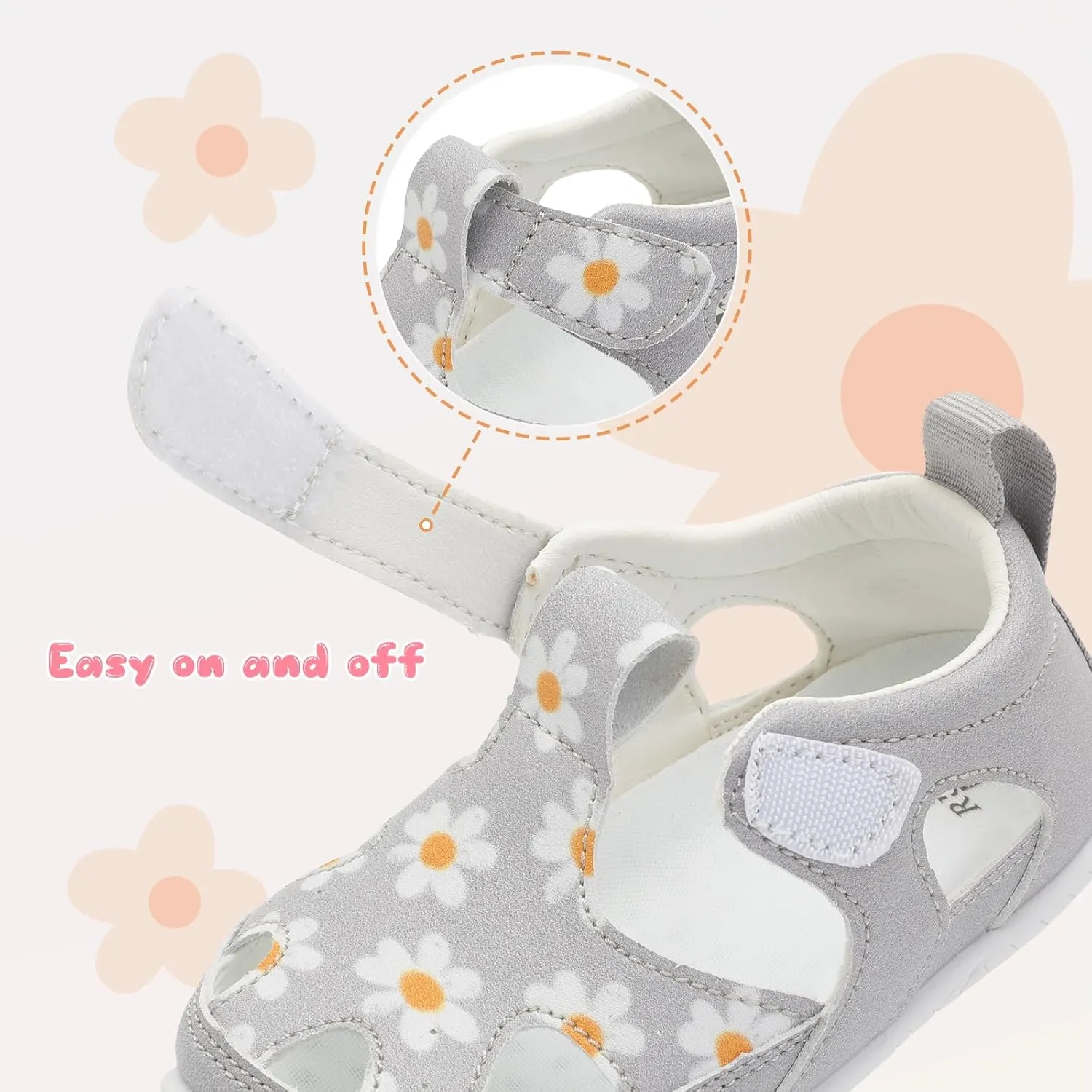 L-RUN Toddler Mary Jane Shoes Girls Casual Barefoot Sandals Breathable Princess Dress Flats Non-Slip Rubber Sole Infant First Walker Shoes for Outdoor Indoor