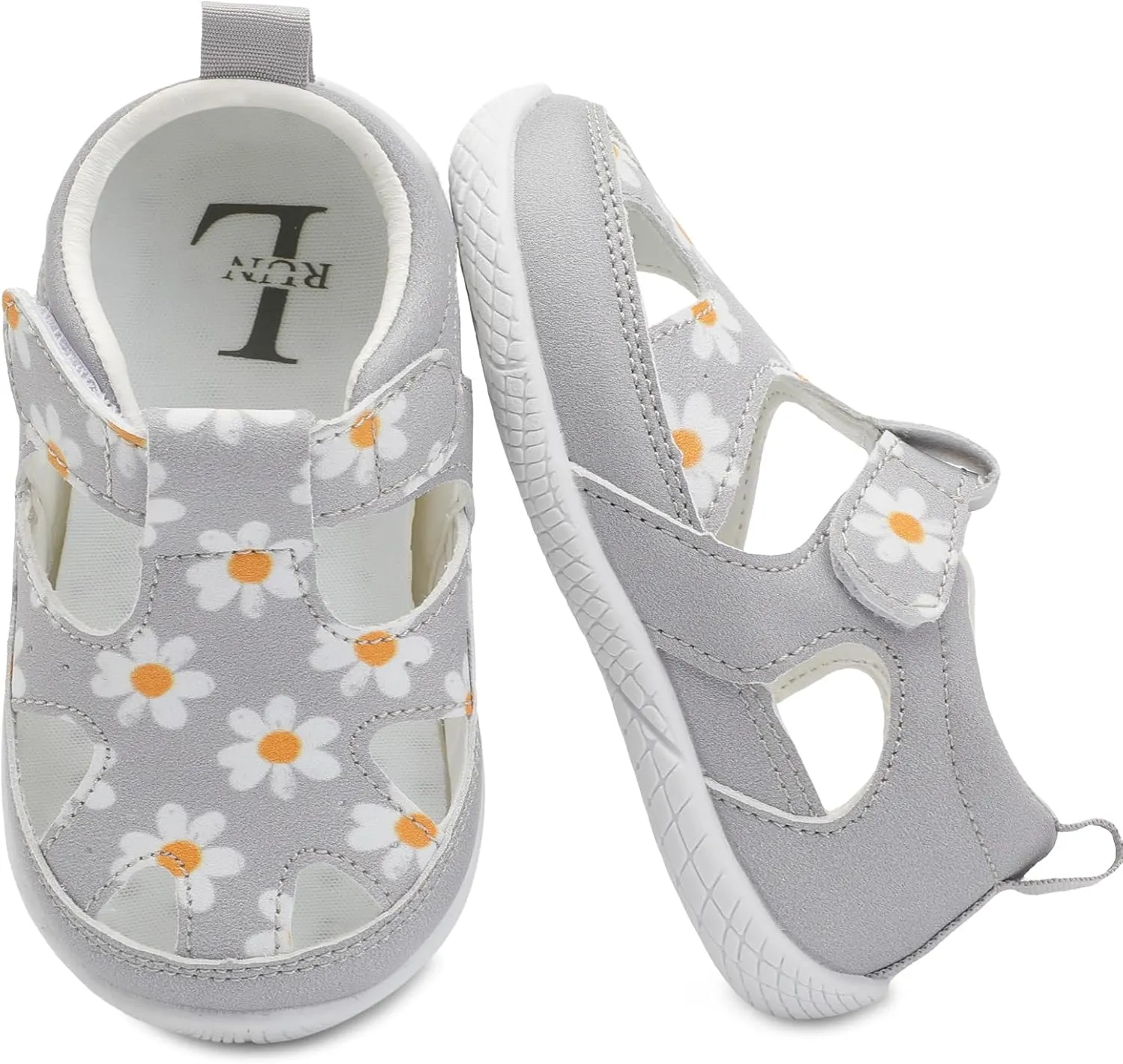 L-RUN Toddler Mary Jane Shoes Girls Casual Barefoot Sandals Breathable Princess Dress Flats Non-Slip Rubber Sole Infant First Walker Shoes for Outdoor Indoor