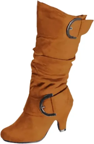 Ladmiple Cowgirl Boots Women Wide Calf Knee High Cowboy Boots Mid Heel Retro Fashion Tall Boot Pull On for Ladies