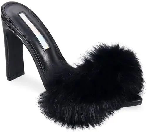 Liliana Saucy-1 Womens Open Peep Toe Faux Fur High Heel Sandal