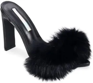 Liliana Saucy-1 Womens Open Peep Toe Faux Fur High Heel Sandal