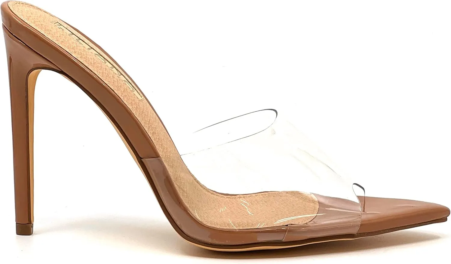 Liliana Women Clear Pointed Toe Sandals Stiletto Heels Slip on Mules Sandals