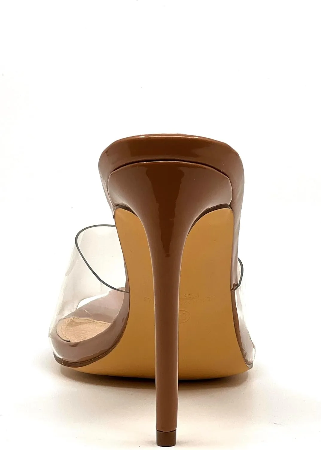Liliana Women Clear Pointed Toe Sandals Stiletto Heels Slip on Mules Sandals