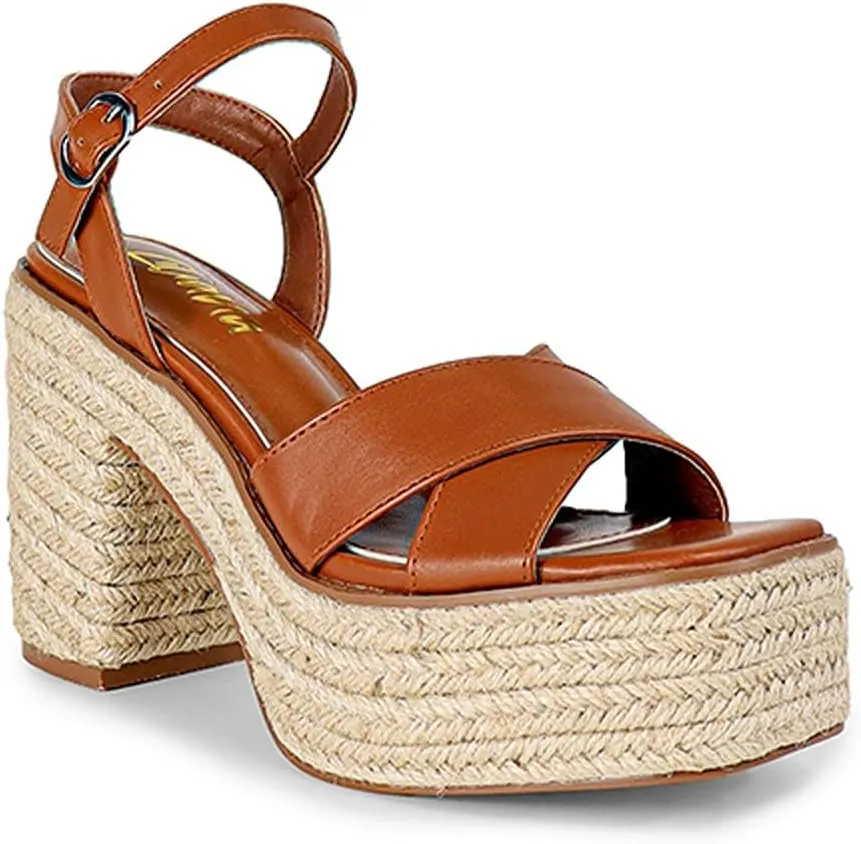 Liliana Women Open Toe Ankle Strap High Heel Espadrille Sandals, 6, Black