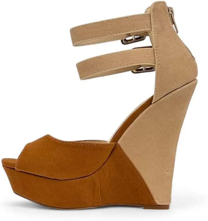 Liliana Women's Wedge High Heels Platform Sandals With Ankle Strap Wedge sandals