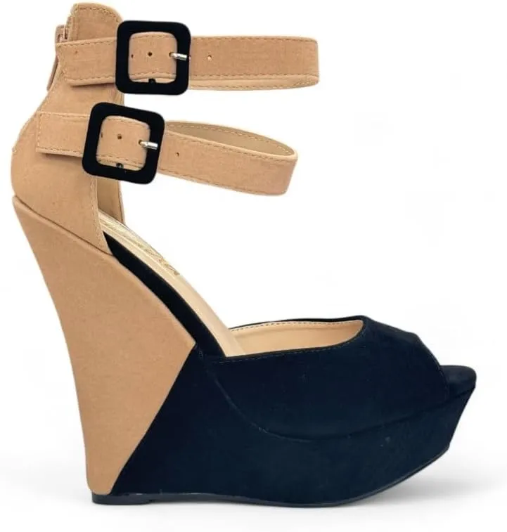 Liliana Women's Wedge High Heels Platform Sandals With Ankle Strap Wedge sandals